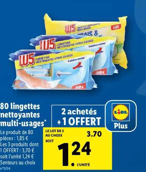 80 lingettes nettoyantes multi-usages w5