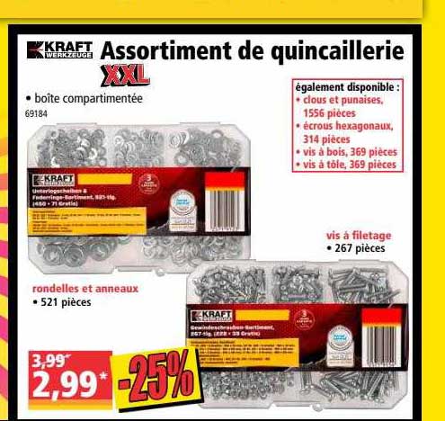 assortiment de quincaillerie kraft werkzeuge
