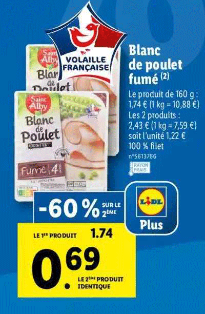 blanc de poulet  fumé saint alby