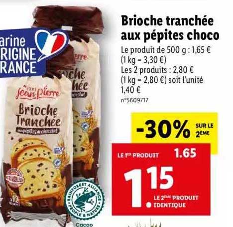 brioche tranchée aux pépites choco maître jean pierre