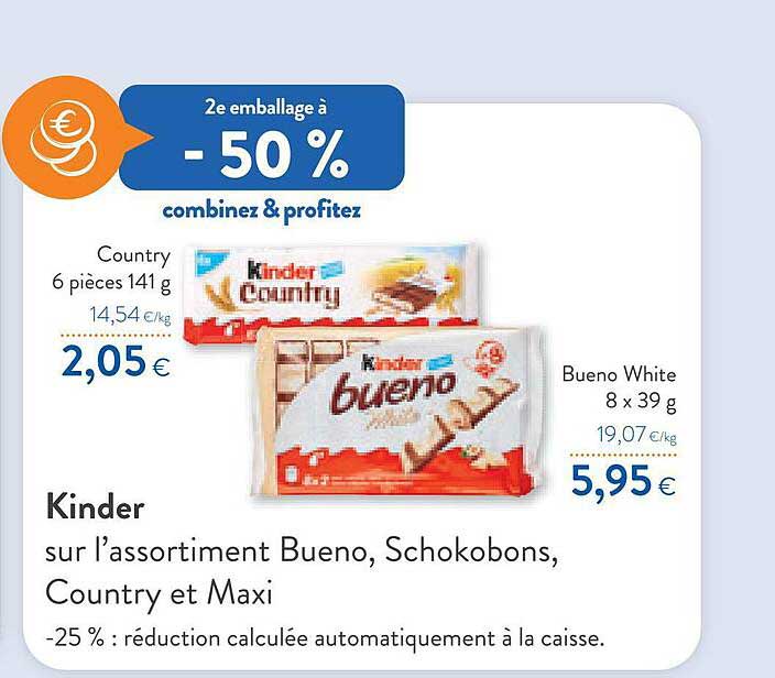 Bueno, Schokobons, Country Et Maxi Kinder