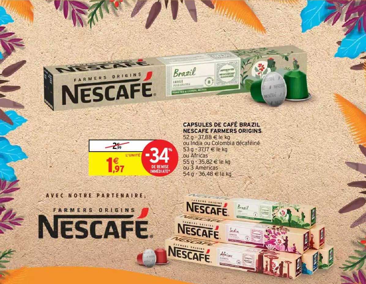capsules de café brazil nescafé farmers origins