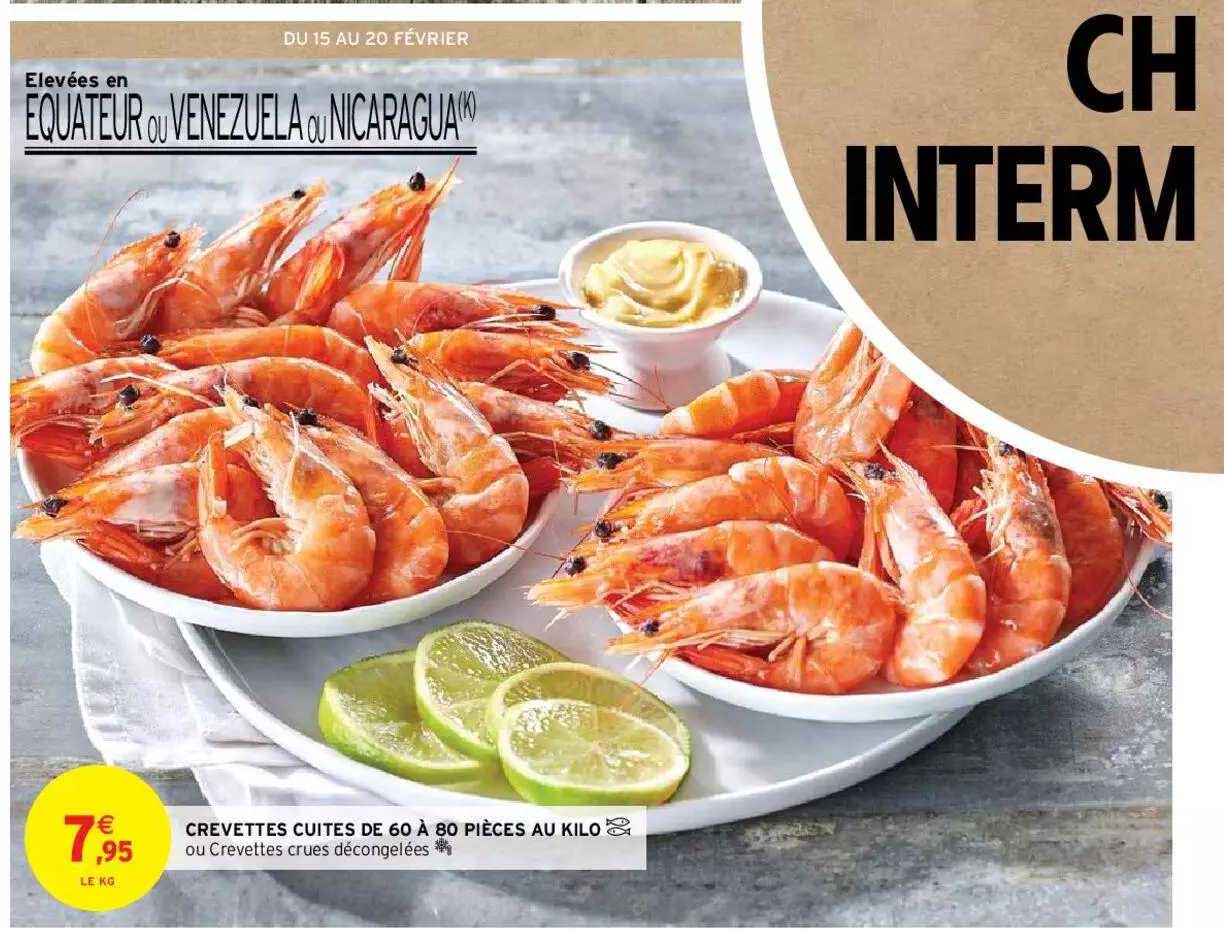 crevettes cuites de 60 à 80 pièces au kilo