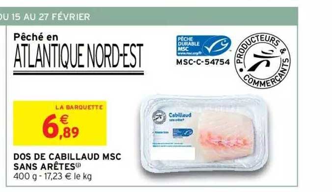 dos de cabillaud msc sans arêtes