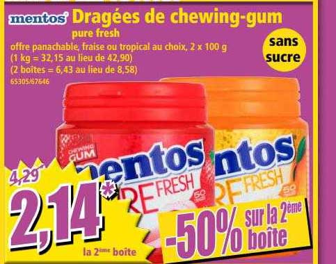 dragées de chewing-gum mentos