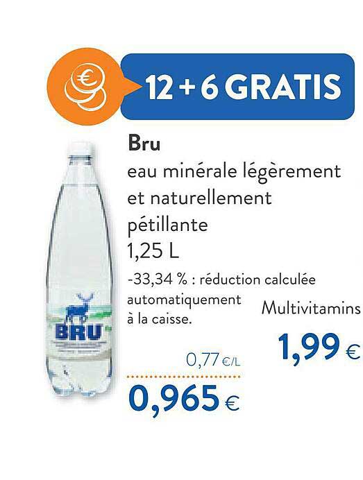 eau minérale légèrement et naturellement pétillante bru