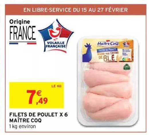 Filets De Poulet X6 Maître Coq