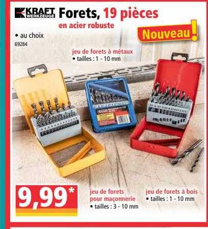 forets, 19 pièces en acier robuste kraft werkzeuge