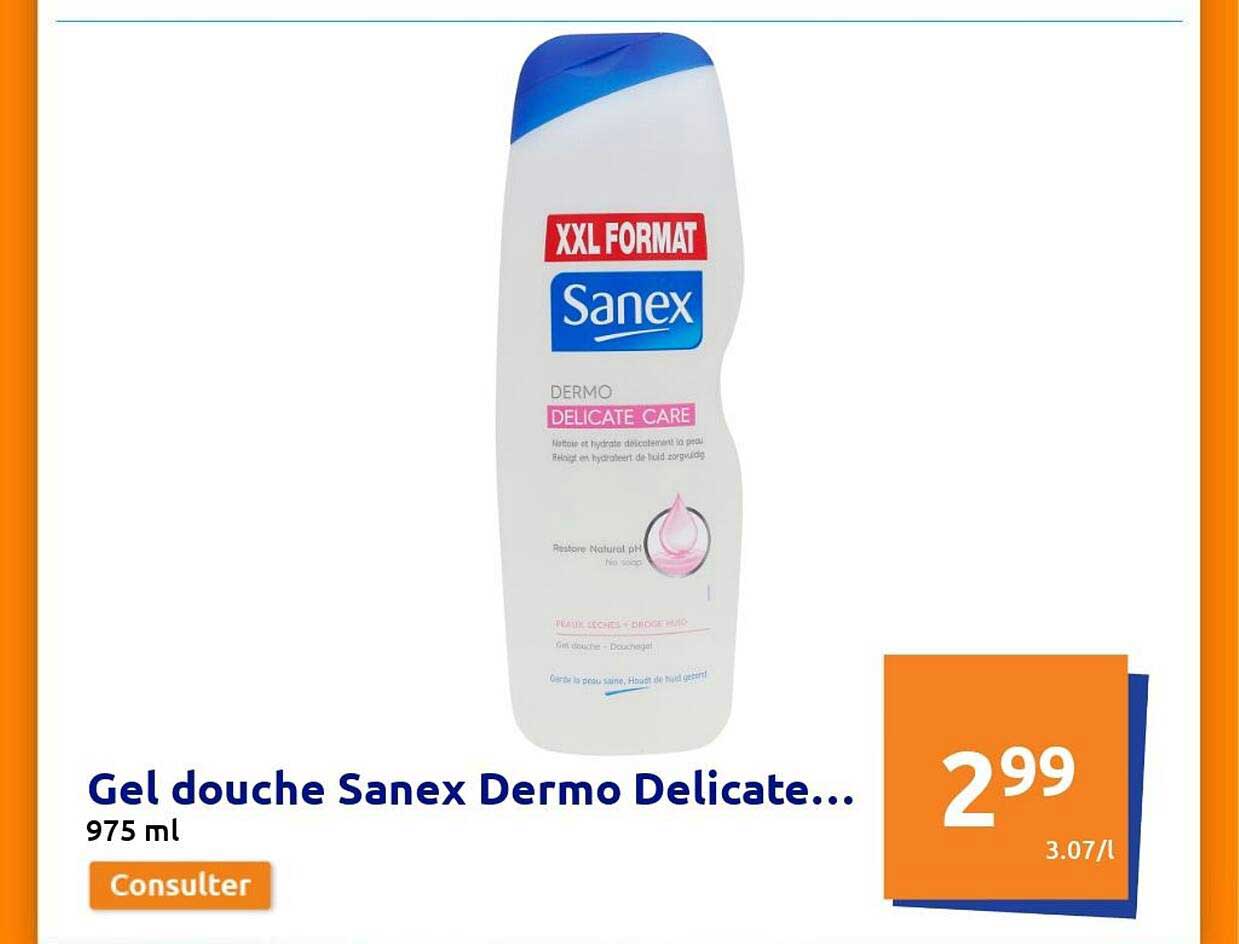 gel douche sanex dermo delicate...