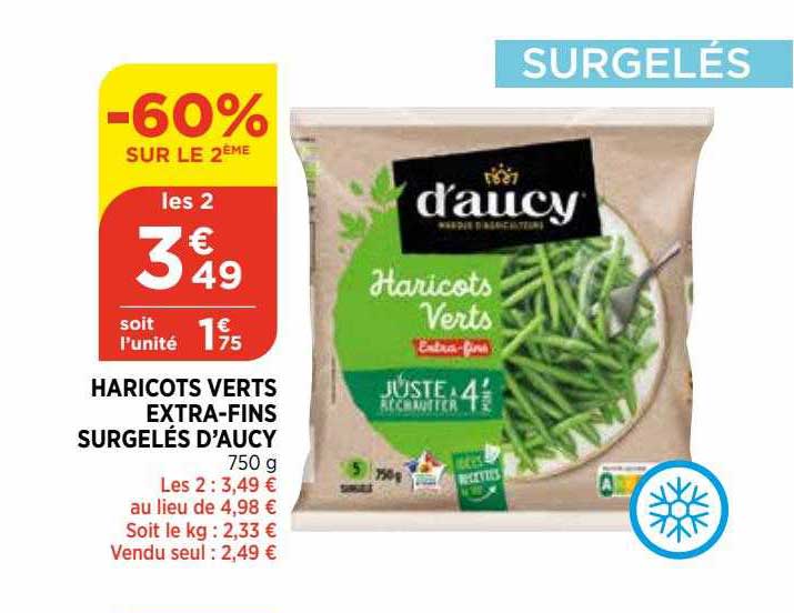 haricots verts extra-fins surgelés d'aucy