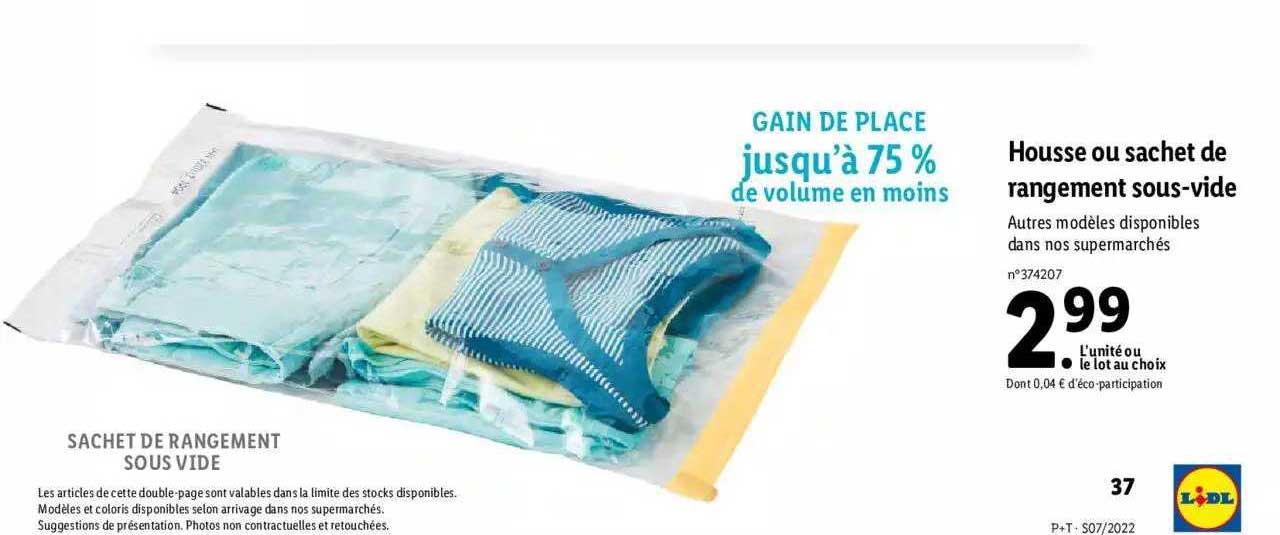 housse ou sachet de rangement sous-vide