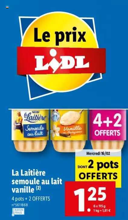 La Laitière Semoule Au Lait Vanille