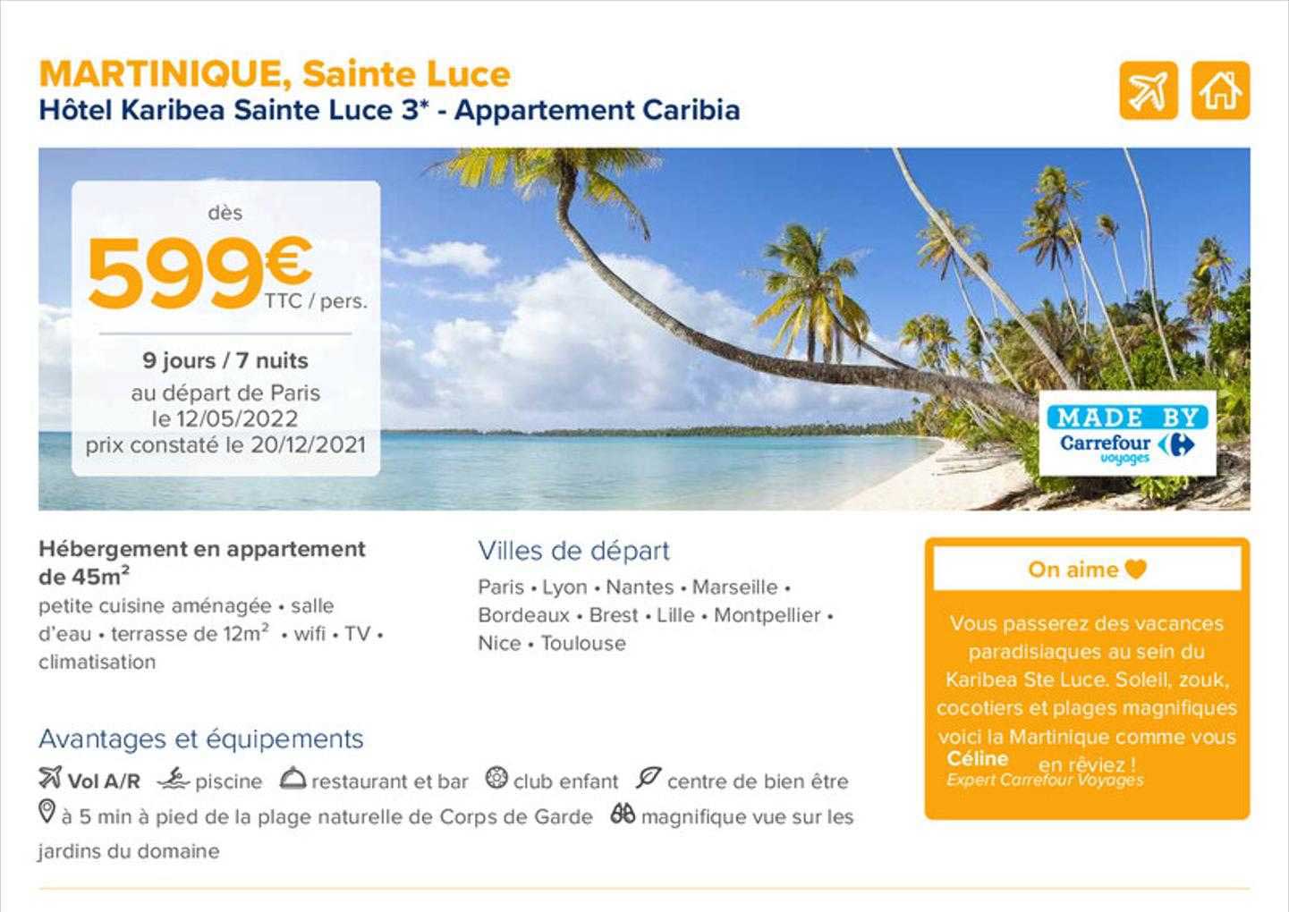 martinique, sainte luce : hôtel karibea sainte luce 3* - appartement caribia