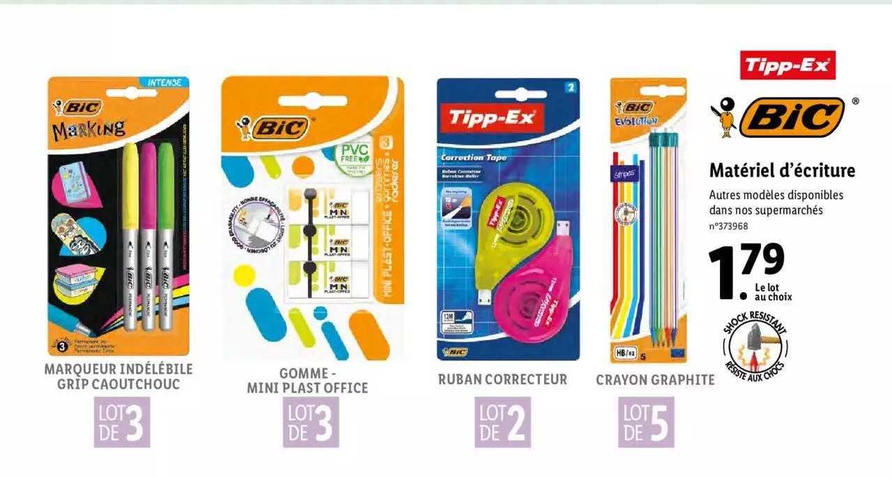 matériel d'écriture tipp-ex bic