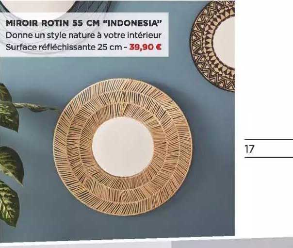 Miroir Rotin 55 Cm "indonesia"