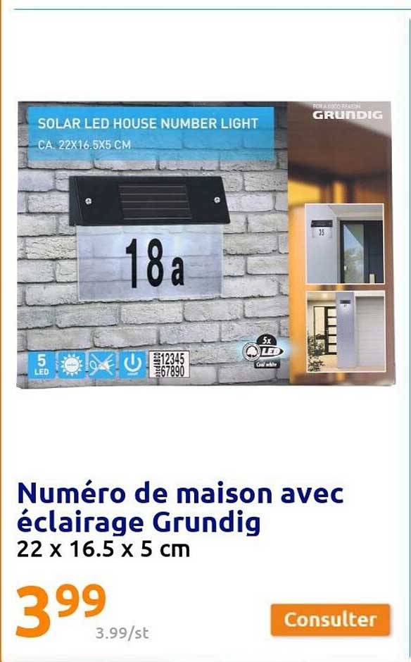 numéro de maison avec éclairage grundig