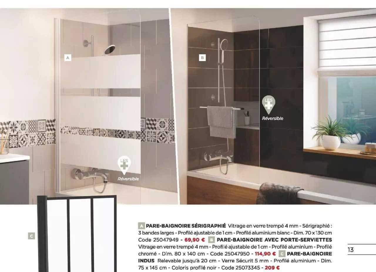 pare-baignoire sérigraphié pare-baignoire avec porte-serviettes pare-baignoire