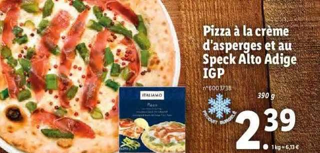 pizza à la crème d'asperges et au speck alto adige igp italiamo