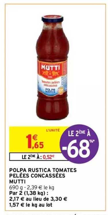 polpa rustica tomates pelées concassées mutti