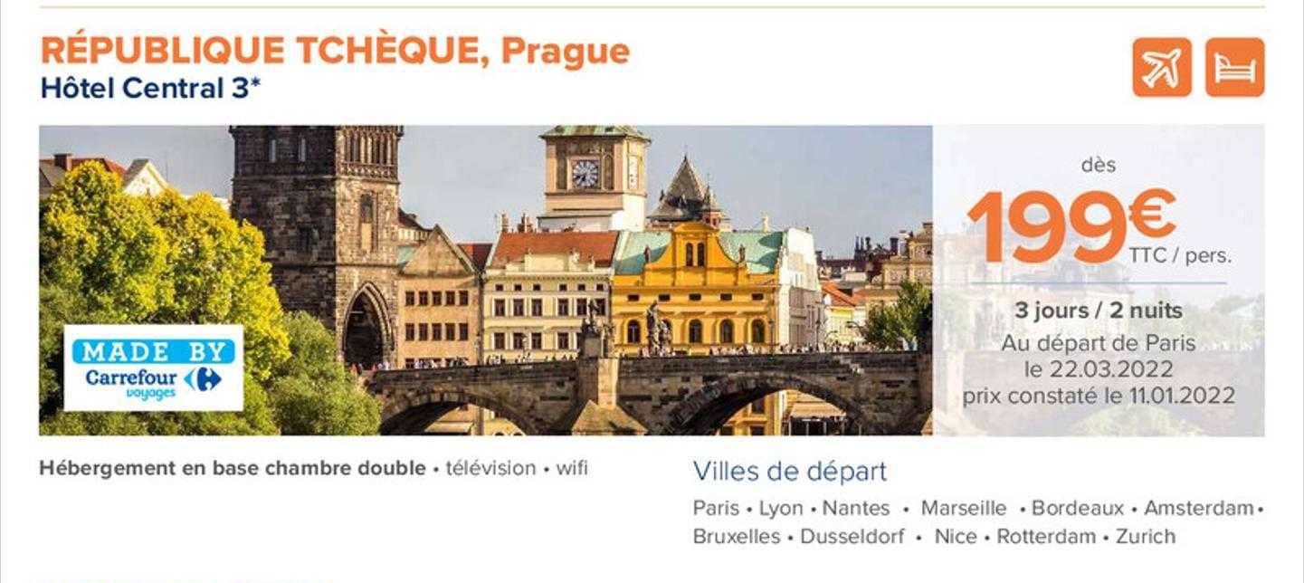 République Tchèque, Prague : Hôtel Central 3*