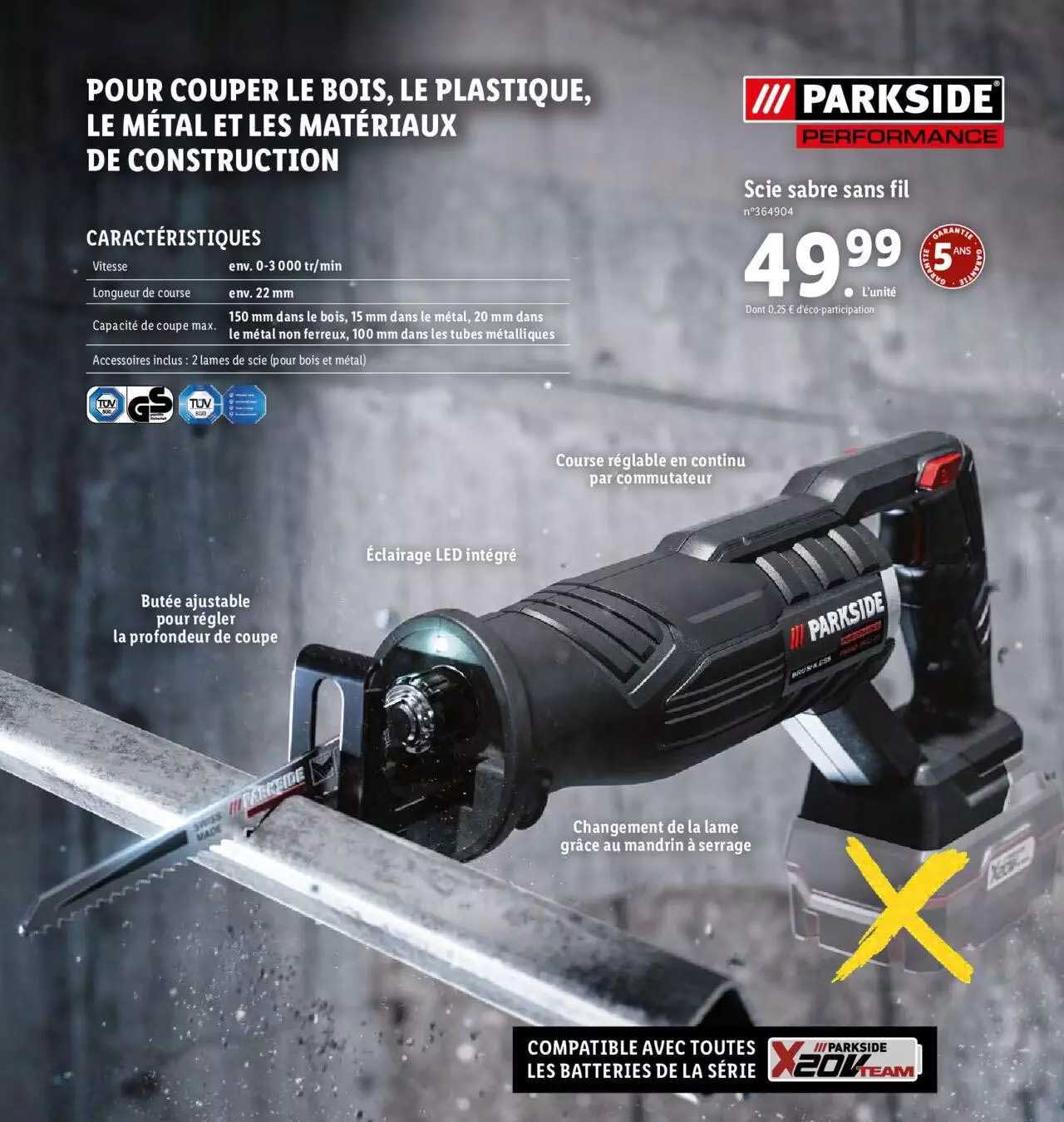 scie sabre sans fil parkside