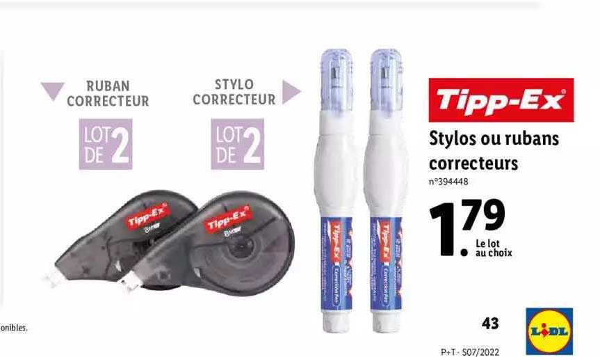 stylos ou rubans correcteus tipp-ex