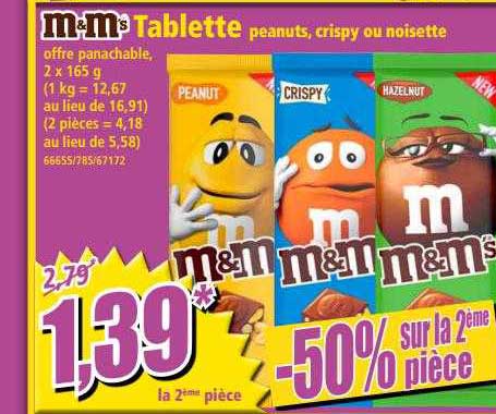 Tablette Peanuts, Crispy Ou Noisette M&m's