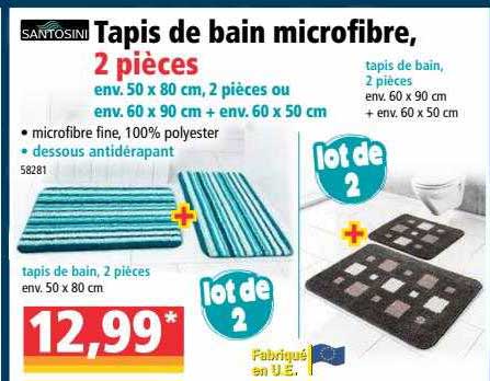 Tapis De Bain Microfibre, 2 Pièces Santosini
