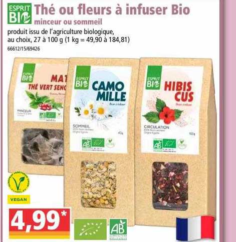 thé ou fleurs à infuser bio minceur ou sommeil