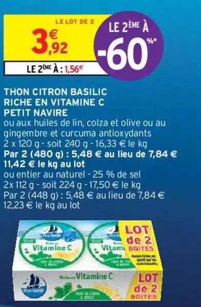 thon citron basilic riche en vitamine c petit navire