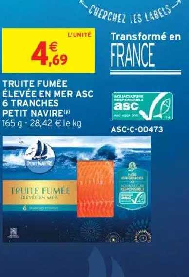 Truite Fumée élevée En Mer Asc 6 Tranches Petit Navire