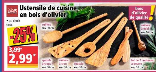 ustensile de cuisine en bois d'olivier casa royale