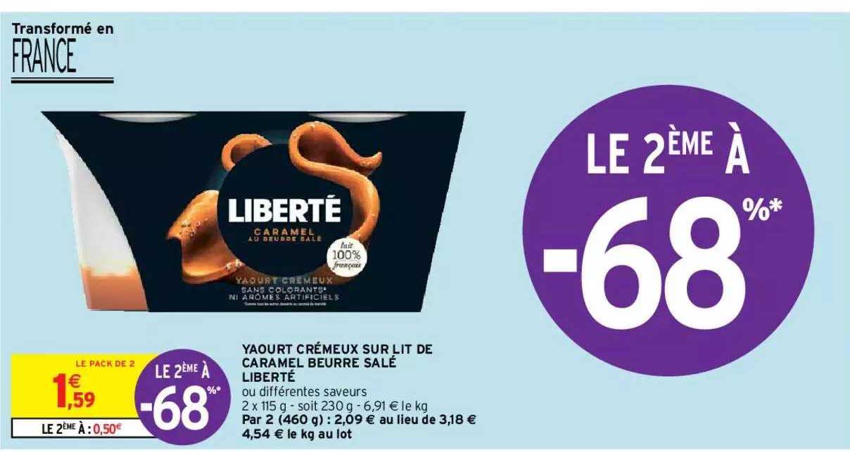 Yaourt Crémeux Sur Lit De Caramel Beurre Salé Liberté