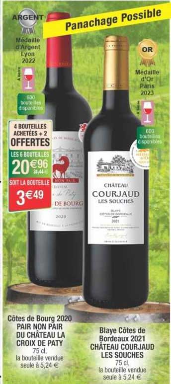 côtes de bourg 2020 pair non pair du château la croix de paty, blaye côtes de bordeaux 2021 château courjaud les souches