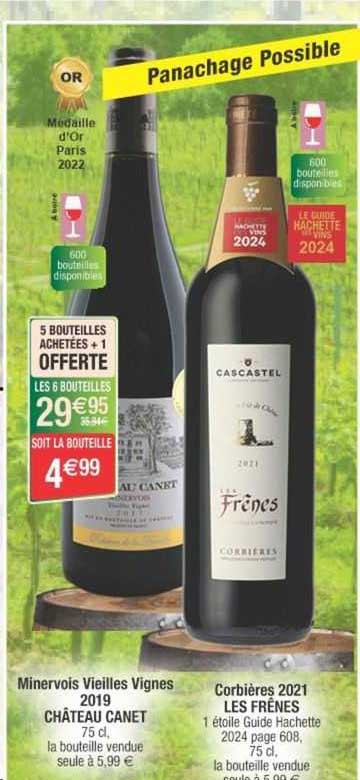 minervois vieilles vignes 2019 château canet, corbières 2021 les frênes