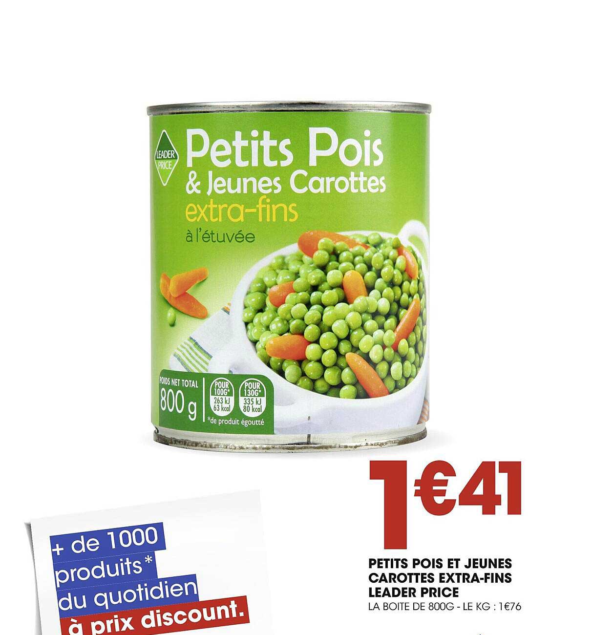 petits pois et jeunes carottes extra-fins leader price
