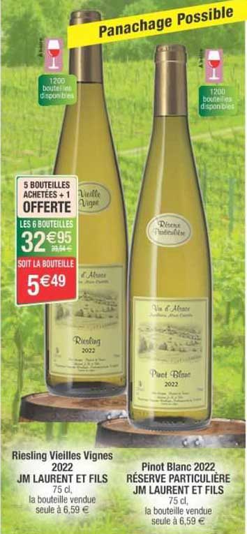 riesling vieilles vignes 2022 jm laurent et fils, pinot blanc 2022 réserve particulière jm laurent et fils