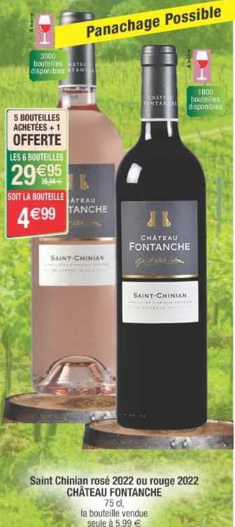 saint chinian rosé 2022 ou rouge 2022 château fontanche