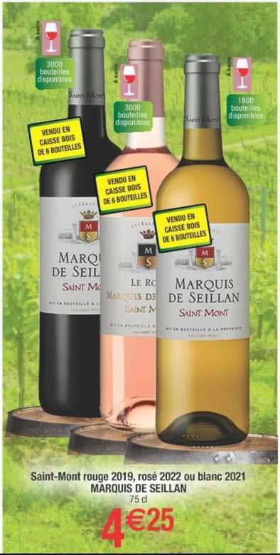 Saint-mont Rouge 2019, Rosé 2022 Ou Blanc 2021 Marquis De Seillan