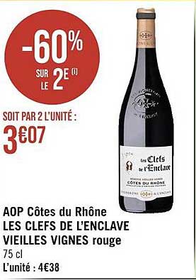 aop côtes du rhône les clefs de l'enclave vieilles vignes rouge