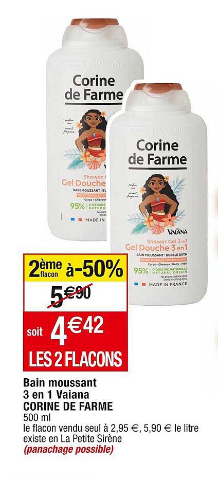 bain moussant 3 en 1 vaiana corine de farme
