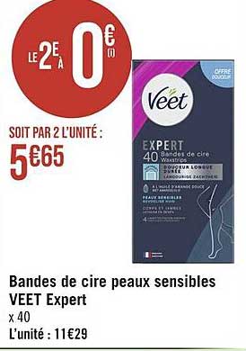 bandes de cire peaux sensibles veet expert