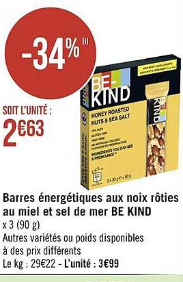 barres énergétiques aux noix rôties au miel et sel de mer be kind