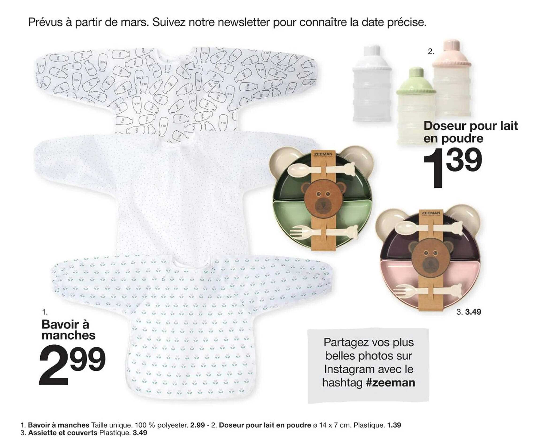 bavoir à manches ou doseur pour lait en poudre