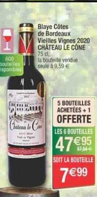 blaye côtes de bordeaux vieilles vignes 2020 château le cône