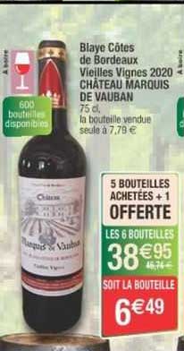 blaye côtes de bordeaux vieilles vignes 2020 château marquis de vauban