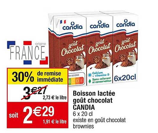 boisson lactée goût chocolat candia