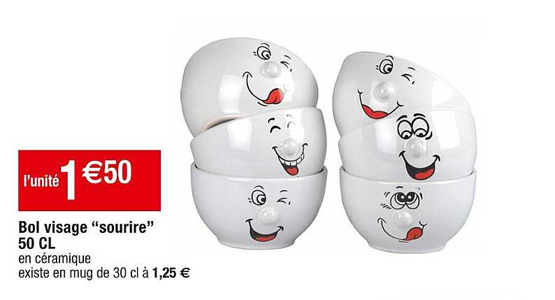 bol visage "sourire" 50 cl