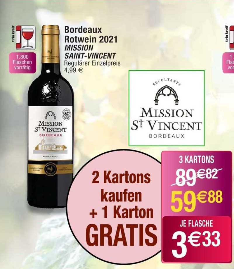 bordeaux rotwein 2021 mission saint-vincent
