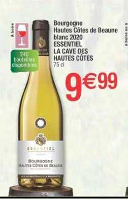 bourgogne hautes côtes de beaune blanc 2020 essentiel la cave des hautes côtes